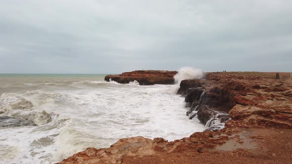 Extreme Wave Crashing Coast, Big Wave. Large Ocean Wave,Awesome Power of Giant Waves Breaking Over