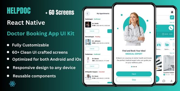 HelpDoc - Doctor Appointment Booking React Native CLI Ui Kit