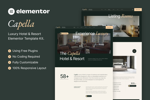 Capella – Luxury Hotel & Resort Elementor Template Kit