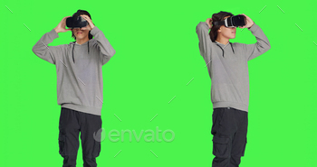 Young adult enjoys virtual reality tech