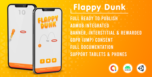 Flappy Dunk | Admob + GDPR + Unity Project