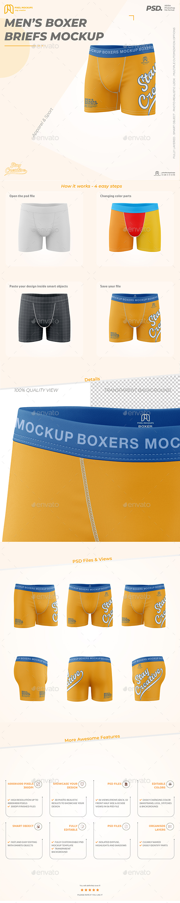 Men's Boxer Briefs Mockup