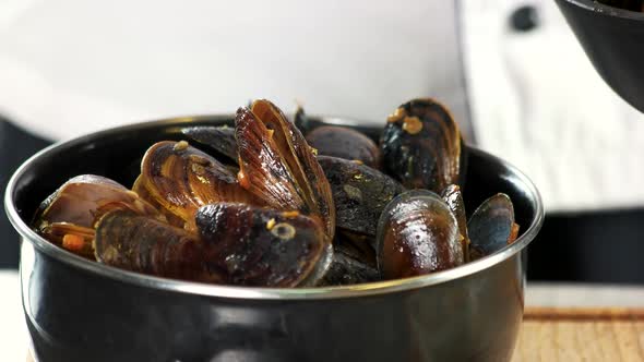 Cooked Mussels Close Up