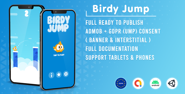 Birdy Jump (Admob + GDPR) Unity Project