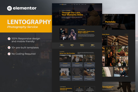 Lentography - Photography & Videography Service Elementor Template Kit