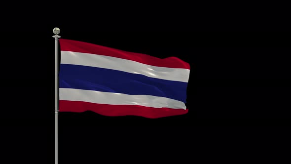 Thailand Flag Pole Looping  Animation Include Alpha Channel alt