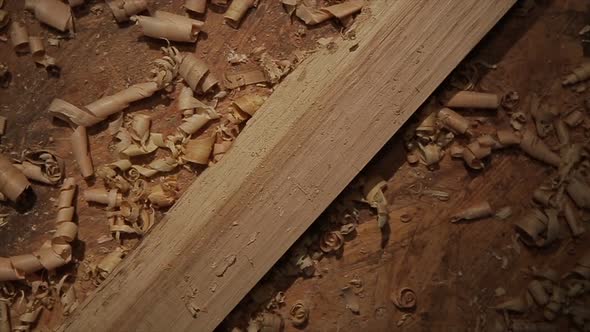 Man Hands with Carpenters Plane Production of Oak Barrels