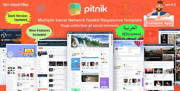 Pitnik - Online Social Network Community with Live Streaming UI Toolkit Responsive Template