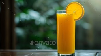 AI generated illustration of a tall glass of orange juice