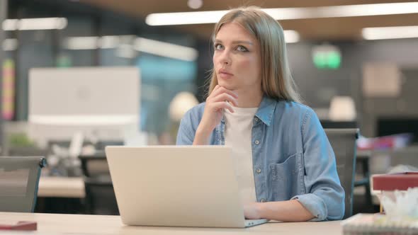 Pensive Woman Thinking Plan in Office