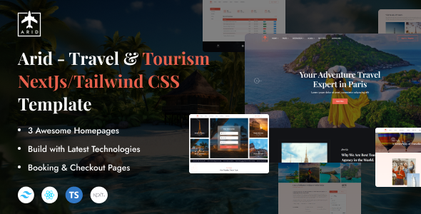 Arid - Travel & Tourism NextJs/Tailwind CSS Template