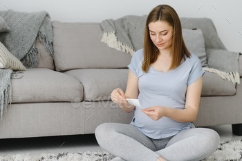 py expectant lady enjoying first photo of her unborn child, anticipating her future life, copy space