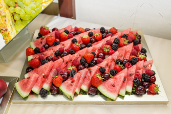 Eating at the event. Watermelon and Berries Platter for Summer Events