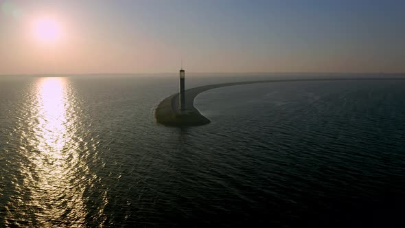 Aerial View of the Lighthouse in the Sun