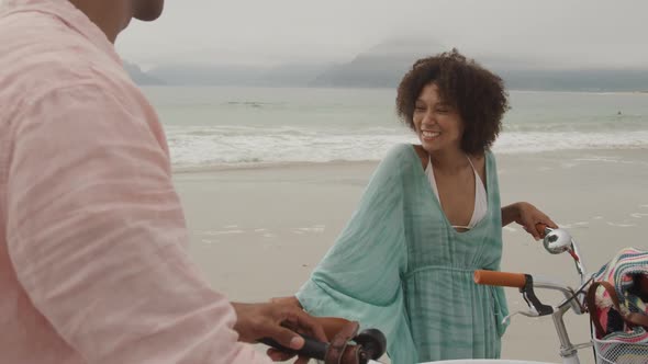 Couple enjoying free time by the sea