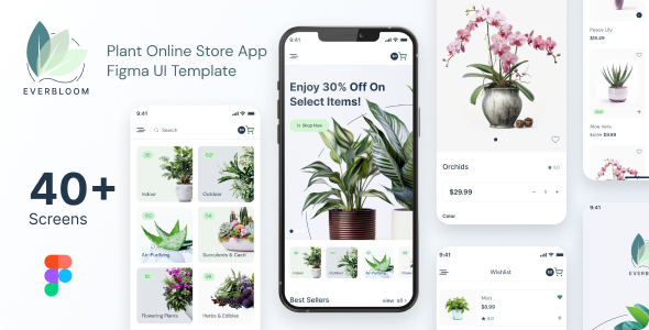 Everbloom – Plant Online Store App Figma UI Template – 0 Sold!