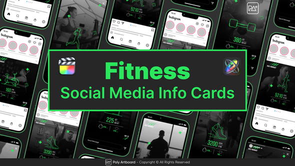 Fitness Social Media Info Cards For Final Cut Pro X