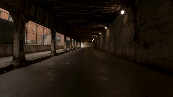 driving through old decaying creepy railroad bridge tunnel 4k