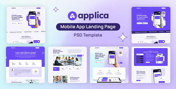 Applica - Mobile App Landing Page PSD Template