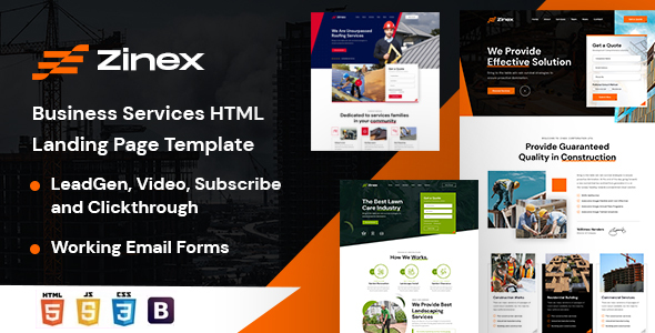 Zinex - Business Services HTML Landing Page Template
