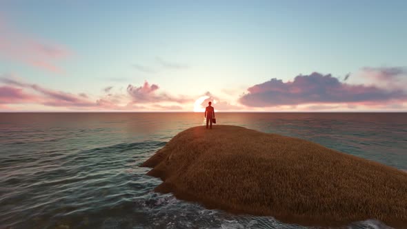 Island Business Man Sunset alt