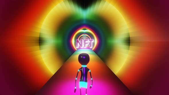 Dummy Mannequin Walking in Glowing Portal