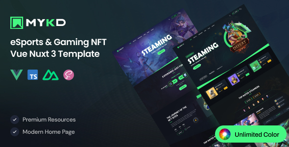 MYKD - eSports and Gaming NFT Vue Nuxt 3 Template