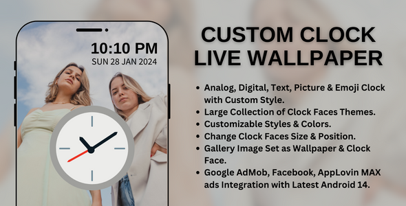 Custom Clock Live Wallpaper | Analog Digital Image Emoji Android
