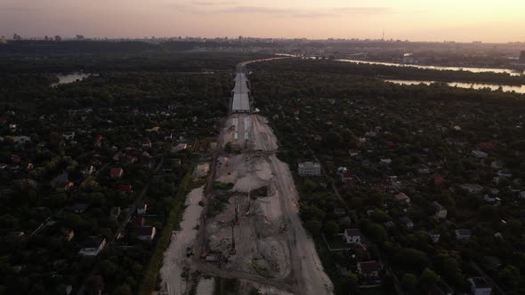 Aerial View of PodolskoVoskresensky Bridge in Kyiv Ukraine