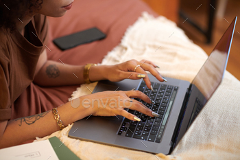 Hands of Wwoman Answering Emails