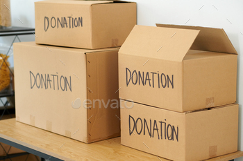 Cardboard Boxes with Donated Goods