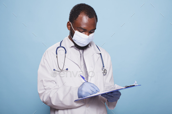 Doctor reviewing medical charts