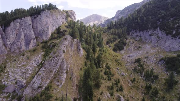 Aerial of the Rugged Mountains of Rugova in the Republic Kosovo