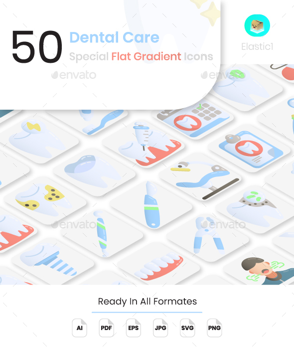 Dental Care Flat Gradient Icons