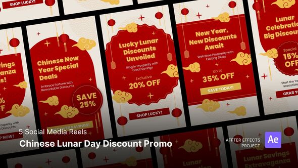 Social Media Reels - Chinese Lunar Day Discount Promo After Effects Template
