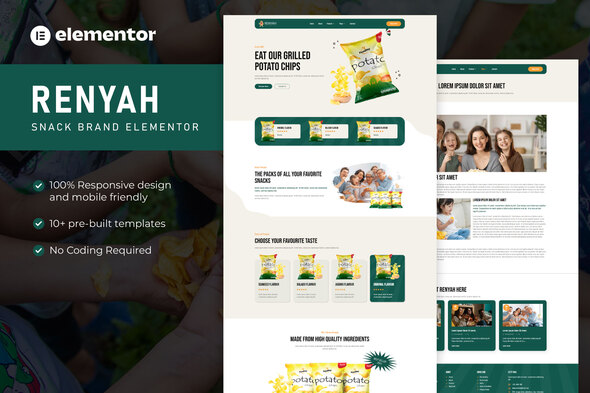 Renyah - Snack Brand & Shop Elementor Template Kit