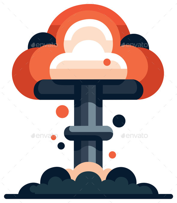 Nuclear Bomb Mushroom Cloud Flat Design