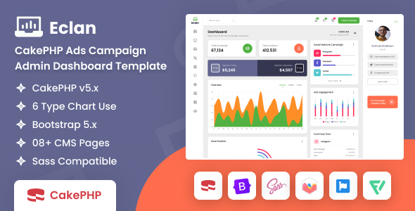 Eclan - CakePHP Ads Campaign Admin Dashboard Template