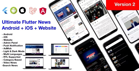 News Full App - Flutter App Android + iOS + Website