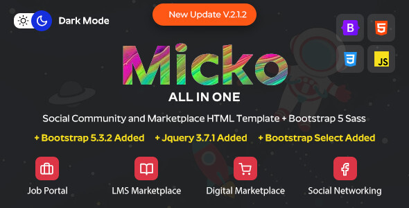 Micko - Social Community and Marketplace HTML Template