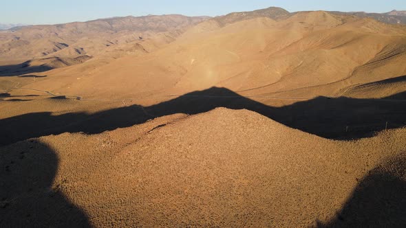 Aerial shot of some remote desert mountains in California