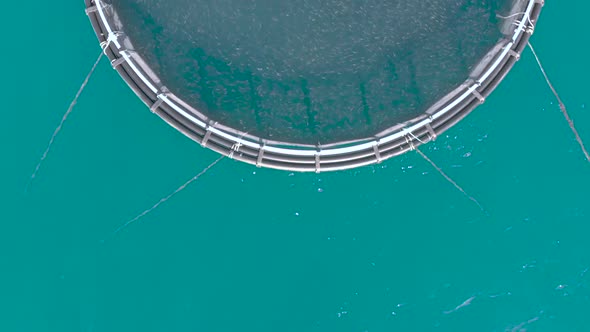 Shot over fish farms in the Mediterranean sea of Malta