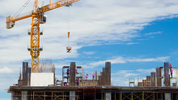 Time-lapse of worker working on a construction site