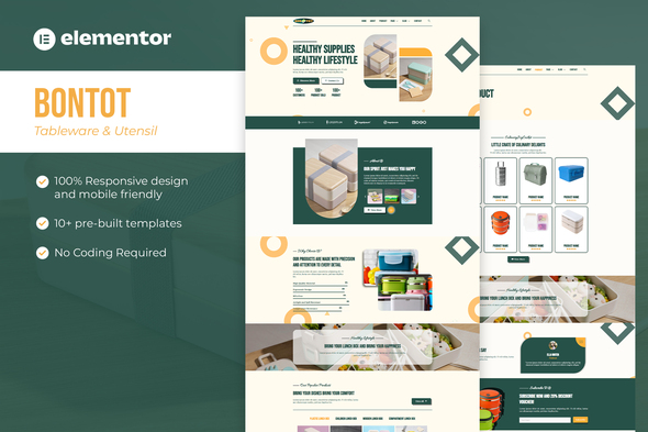 Bontot – Tableware & Utensil Elementor Tamplate Kit