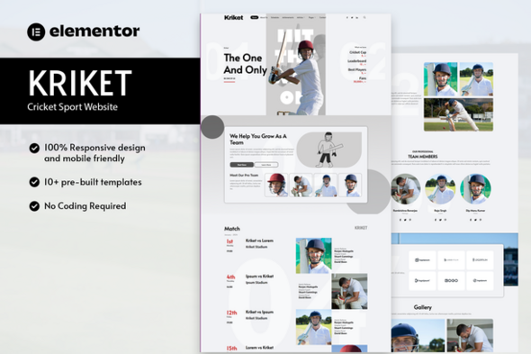 Kriket - Cricket Sport Elementor Template Kit