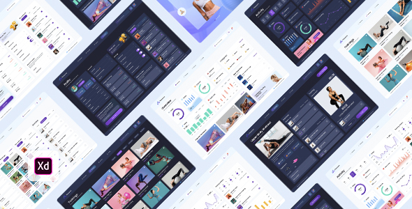 FitooZone – Fitness Dashboard UI Kit for Adobe XD