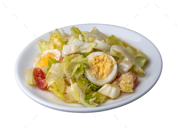 Egg diet salad with lettuce and tomato