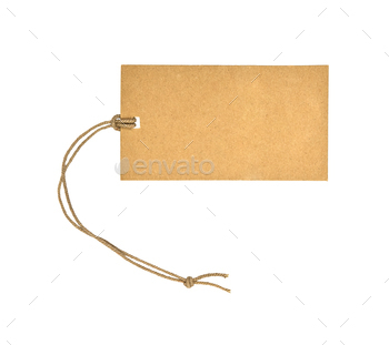 One brown paper label tag isolated on white