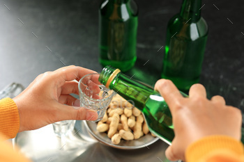 POuring Soju Water Korean Alcohol