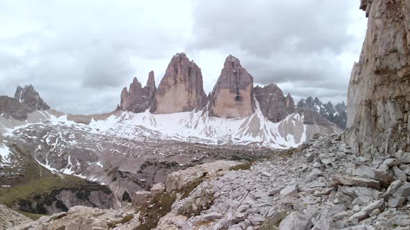 Drone Flying near Dolomites Mountains in Italy South Tyrol at Sunrise